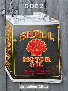 SKU 3034 1920 SHELL MOTOR OIL double sided porcelain/enamel sign 20” x 15.7”