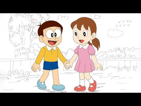 How to Create Nobita Shizuka Vector art in Illustrator | Cartoon Doraemon