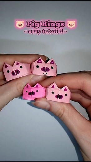 CUTE & EASY DIY How to make a Paper PIGGY Rings ORIGAMI Step-by-step Tutorial 🐷💍