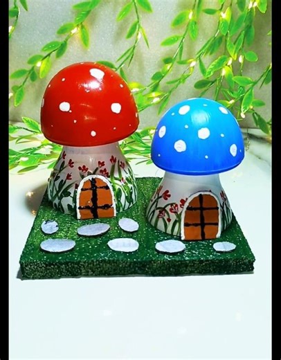 DIY MAGICAL MUSHROOM FAIRY GARDEN from LED BULB ! 🍄🍄 #artshorts #diycrafts #craft #acrylicpainting