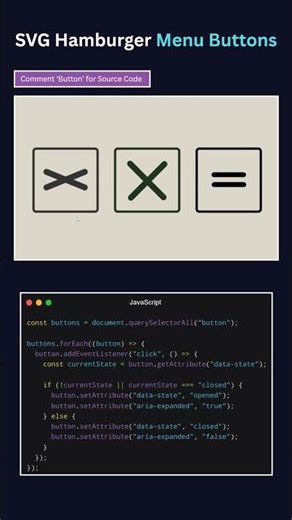 SVG Hamburger Menu Animations 🍔 | HTML CSS JavaScript #shorts