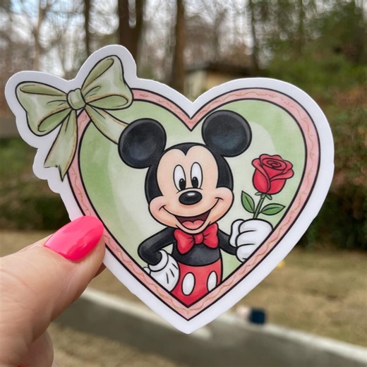 NEW! MICKEY VALENTINE Sticker | Water Resistant Vinyl Sricker | Mickey Mouse - Etsy