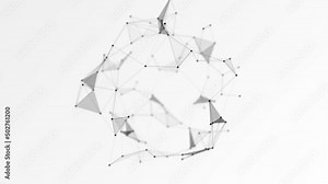 Sphere made up of points and lines. Network connection structure. Big data visualization. 3D rendering.