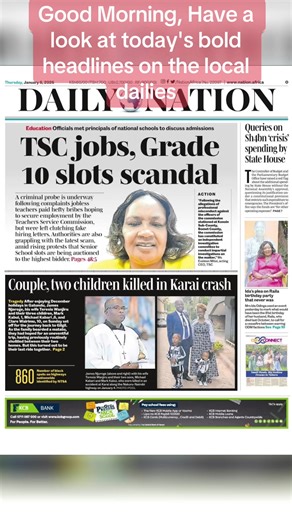 Today's Bold Headlines from Local Dailies