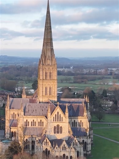 Sunrise over Salisbury Cathedral #salisburycathedral #wiltshire #stunningdrone #drone #sunrise