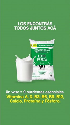 Un vaso de leche = 9 nutrientes esenciales