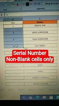 Auto serial Numbers only for Non-Blank cells in Excel #excel#rgcsmskillscentrekosli #exceltricks