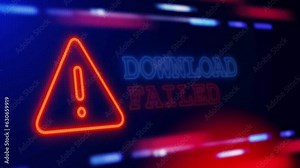 Download Failed Warning Alert Screen loop Blinking glitch error Animation. concept of ata Stop Loss Transfer Network, failed file, forbidden download, Download Failed Data Stop Loss Transfer