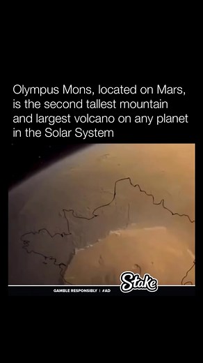 Olympus Mons, situated on Mars, stands as the second tallest mountain and the largest volcano in the Solar System. Towering approximately 22 kilometers (13.6 miles) high, it dwarfs Earth’s tallest peak, Mount Everest. This massive shield volcano, formed by repeated lava flows, spans about 600 kilometers (373 miles) wide, showcasing Mars’ dramatic geological history and making it a prime target for scientific exploration. | Historyinmemes