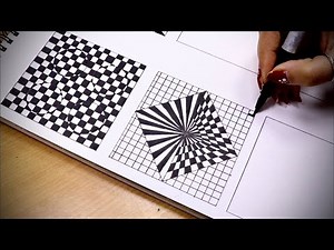 6 Easy Optical illusion designs/drawings/abstract patterns/zentangle patterns for beginners- checks