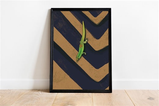 Lizard Art Poster – Reptile Portrait Poster - Gecko Wall Decor - Contemporary Abstract Animal Art - Tintzy - Etsy