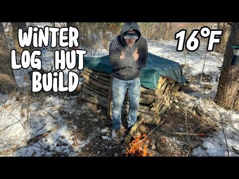 16° Winter Build: Building a Log Hut from Scratch
