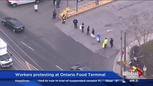 Workers protesting at Ontario Food Terminal