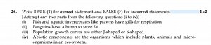 Write TRUE (T) for correct statement and FALSE ( F ) for incorr... | Filo