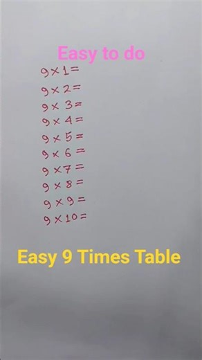 💝🌷Easy 9 Times Table...#shortvideo #mathstricks