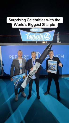 A year ago today we crashed the Fantastic Four Premiere and surprised Pedro Pascal with our giant Sharpie ✍️ which premiere should we crash this year?! 👀 #movie #celebrity #sharpie