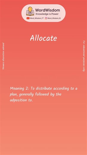 What does "Allocate" mean? | English vocabulary shorts | #allocate #wordwisdom