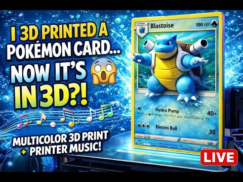 3D Printed a Pokémon Card… and It’s INSANE (Blastoise Hueforge Live)! #music #3dprinting