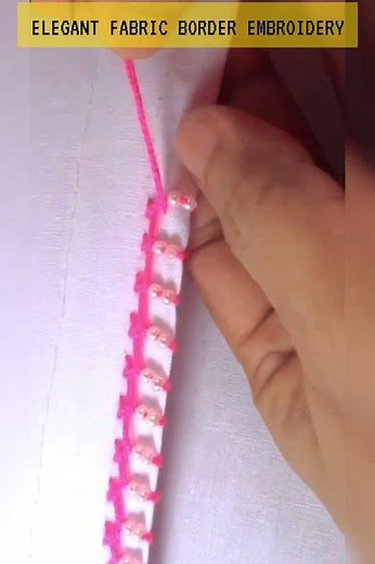 Elegant Fabric Border Embroidery Tutorial with Ribbon & Hand Pearls #embroideryart #handbroidery