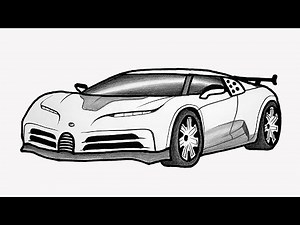 How to draw a BUGATTI CENTODIECI - Bugatti Sports Car Drawing - How to draw a car easy [2023]