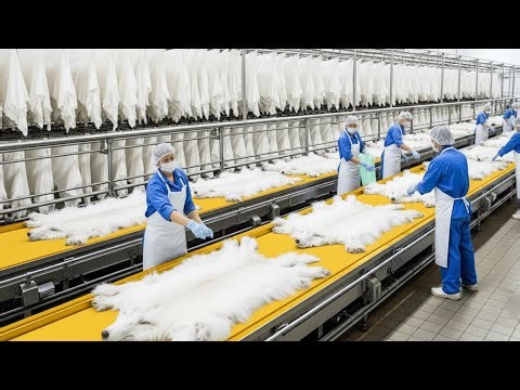 Inside the factory: The process of turning albino fox fur into rare albino fox fur coats (Process)