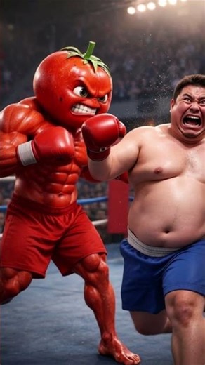 "Fat Boxer Regrets Fighting a Tomato Beast" #shortvideo #youtube
