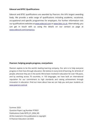 Edexcel A Level Design And Technology Paper 1 Ms