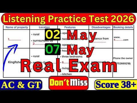 REAL EXAM IELTS LISTENING TEST FOR 07 MAY 2026 & 16 MAY 2026 WITH ANSWERS | REAL IELTS
