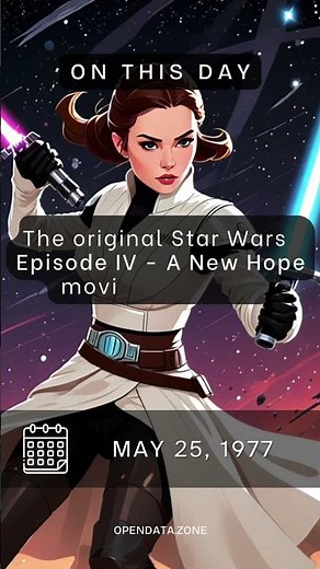 On This Day - May 25, 1977 - The original Star Wars Episode IV - A New Hope movie premiered.