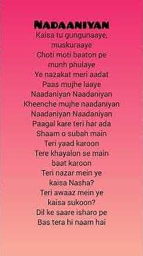 Naadaniyan Full Lyrics | Akshath | Romantic Hindi Song | Naadaniyan Lyrics Video 💖