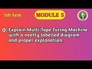 VTU | 5th Sem | TOC | Multi-Tape Turing Machine Explained | Diagram & Working | Module 5 | BCS503