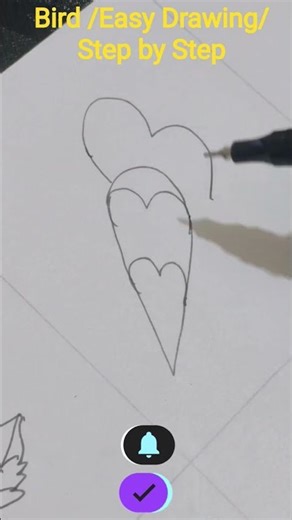 Very easy bird drawing step by step 🐦✏️