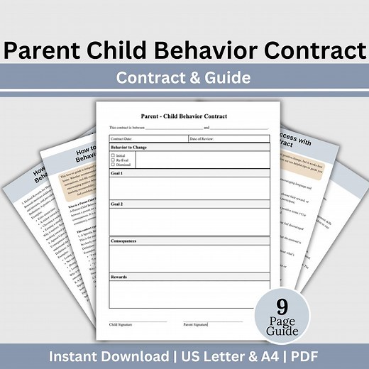 Parent-child Behavior Contract: Printable Behavior Plan & How-to Guide (PDF) - Etsy