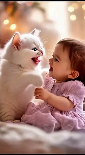 Little Girl Hugging Her Cute Kitten – Pure Love Moment