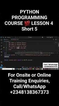 PYTHON PROGRAMMING COURSE 💯 LESSON 4 Short 5 #pythontutorial #pythonprogramming #pythonforbeginners