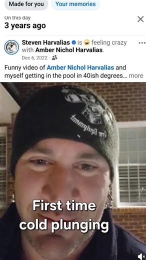 December 3rd 2022....3 years ago our first time cold plunging!!! Please dont judge my language 🙏 . Memory 2022 Funny video of @amberharvaliasrealtor and myself getting in the pool in 40ish degrees! I wasn't going to post but it's too funny! Yes before you watch we are insane crazy people and the biggest thing you have to have to do this is mental fortitude! The hardest part is getting in! We have been talking about buying a cold plunge for months! But we said we are not gonna spend 1000s of dol