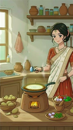 Anime Village Masala Dosa Cooking ASMR | Indian Village Tiny Kitchen Life