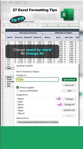 Excel Formatting Tips - Tip 18 - Spell-Check in Excel #shorts