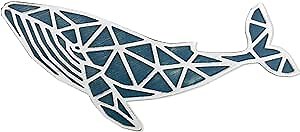 NAUTIMALL 31" Handcrafted Wooden Nautical Whale 3D Wall Art - Coastal Home Decor