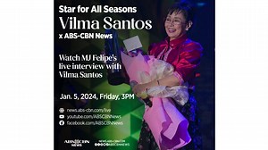 1.1K views · 59 reactions | Abangan ang live interview ni MJ Felipe sa nag-iisang Star for All Seasons Vilma Santos ngayong Biyernes, Enero 5, 2024. Mapapanuod ang interview LIVE mamayang 3pm sa iba't-ibang digital platforms ng ABS-CBN News: news.abs-cbn.com/live youtube.com/ABSCBNNews facebook.com/ABSCBNNews | ABS CBN Integrated News & Current Affairs | Facebook