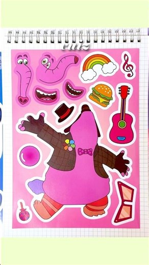 DIY Bing Bong Inside Out 🩷🌈🎸🎩🍬 #asmr #papersticker #stickerplay #bingbong #satisfying #diy