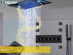Cascada Luxury 15” x 23” Music LED shower system with Bluetooth speakers and 5 functions