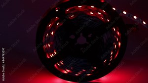 LED Strip light displaying color effects in red