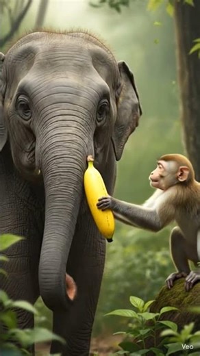 Elephant and monkey friends