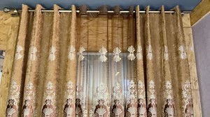 Wholesale European Style Drapes Luxury Cloth Curtains with Flower Embroidery for Living Room Bedroom Villa