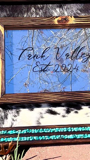 Turquoise Cowhide Western Mirror for Elegant Decor