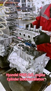 Hyundai/Kia G4NA 2.0L Engine assembly line production.Cylinder block installation. Replace remanufactured engines with brand-new engines of better quality. We are China's Largest Manufacturer of Aftermarket New Auto Engine. Hyundai Elantra/Sonata/Tucson Kia Soul/Sportage/Forte G4KD 2.0L engine manufacturing factory. #carengine #EngineFactory #G4NA | J.L Power engine factory