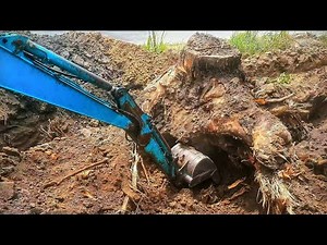 Excavator Pulling a Giant Tree Stump | KOMATSU PC 30 | Mega Machines Mania
