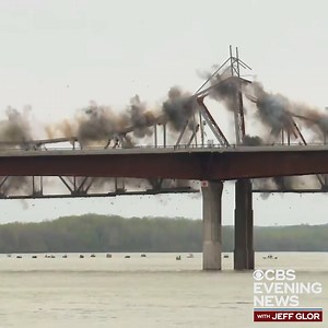 238K views · 735 reactions | WATCH: A historic bridge in Washington, Missouri was demolished by transportation crews Wednesday as a crowd geared with binoculars, cameras and foldable chairs looked on https://cbsn.ws/2v8sk9D | CBS Evening News | Facebook