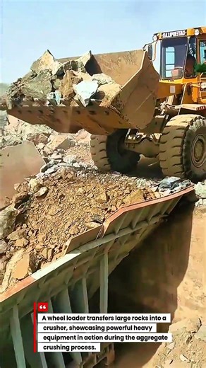 Wheel Loader Feeding Rocks into a Crusher | Heavy Equipment Action